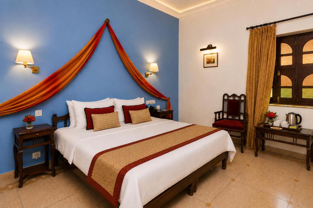 Spacious guest room at Hotel Rawalkot Jaisalmer